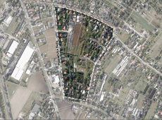 Fragment mapy miasta z zaznaczoną granicą projektu planu.