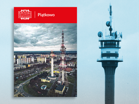 Promocja tomu KMP Okładka "Kroniki" przedstawia stare zdjęcie Piątkowa. W tle grafiki wieża radiowa, charakterystyczny budynek znajdujący się na osiedlu