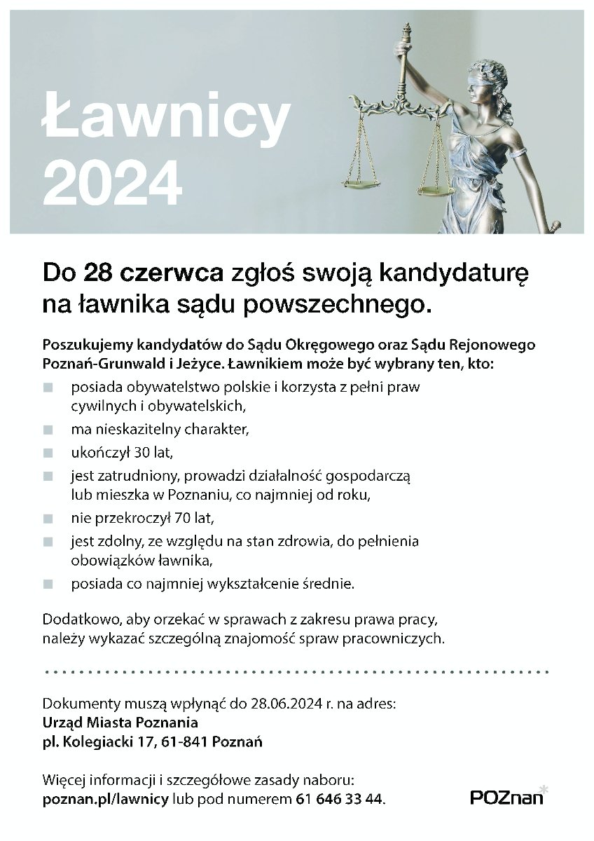 Plakat informacyjny dotyczący wyborów uzupełniających ławników