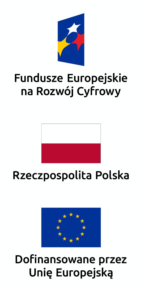 Zestawienie logotypów - logotym programu, flaga Polski, flaga Unii Europejskiej
