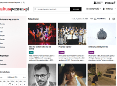 Nowa strona portalu kulturapoznan.pl Zrzut ekranu strony internetowej Kulturapoznan.pl. Jasne tło, a na nim kolorowe zdjęcia, z boku pasek z polecanymi wydarzeniami. - grafika artykułu