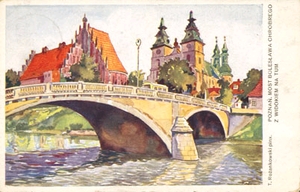 Most Bolesława Chrobrego z widokiem na Ostrów Tumski (mal. T. Różankowski)