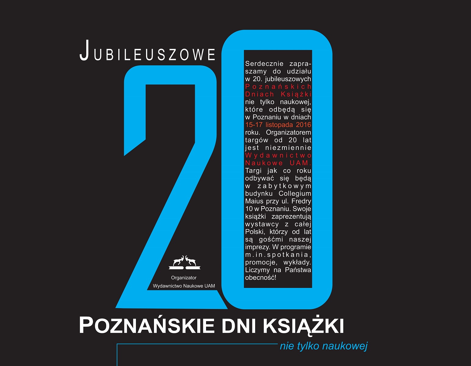 20. Jubileuszowe Poznańskie Dni Książki nie tylko naukowej - grafika artykułu
