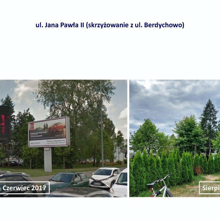 Reklama ul. Jana Pawła II - przed i po rozbiórką