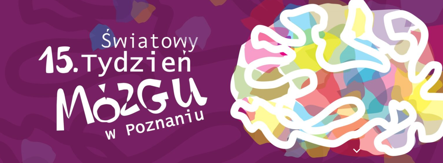 Kolorowa grafika, która przedstawia mózg. Z lewej strony napis: "Światowy 15. Tydzień Mózgu w Poznaniu". - grafika artykułu