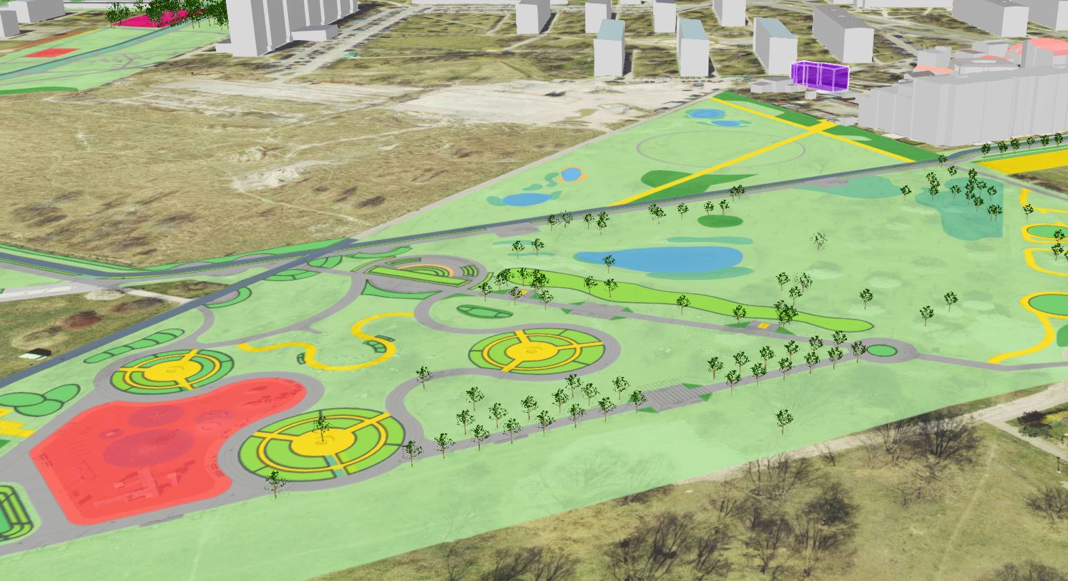 The photo shows a visualization of a three-dimensional map of the city of Poznań. - grafika artykułu