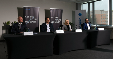Bartosz Guss, the Deputy Mayor during an official press conference on the occasion of the 5th anniversary of Capgemini in Poznań