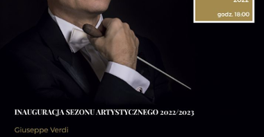 Concert poster - photo of the conductor and information about the concert.