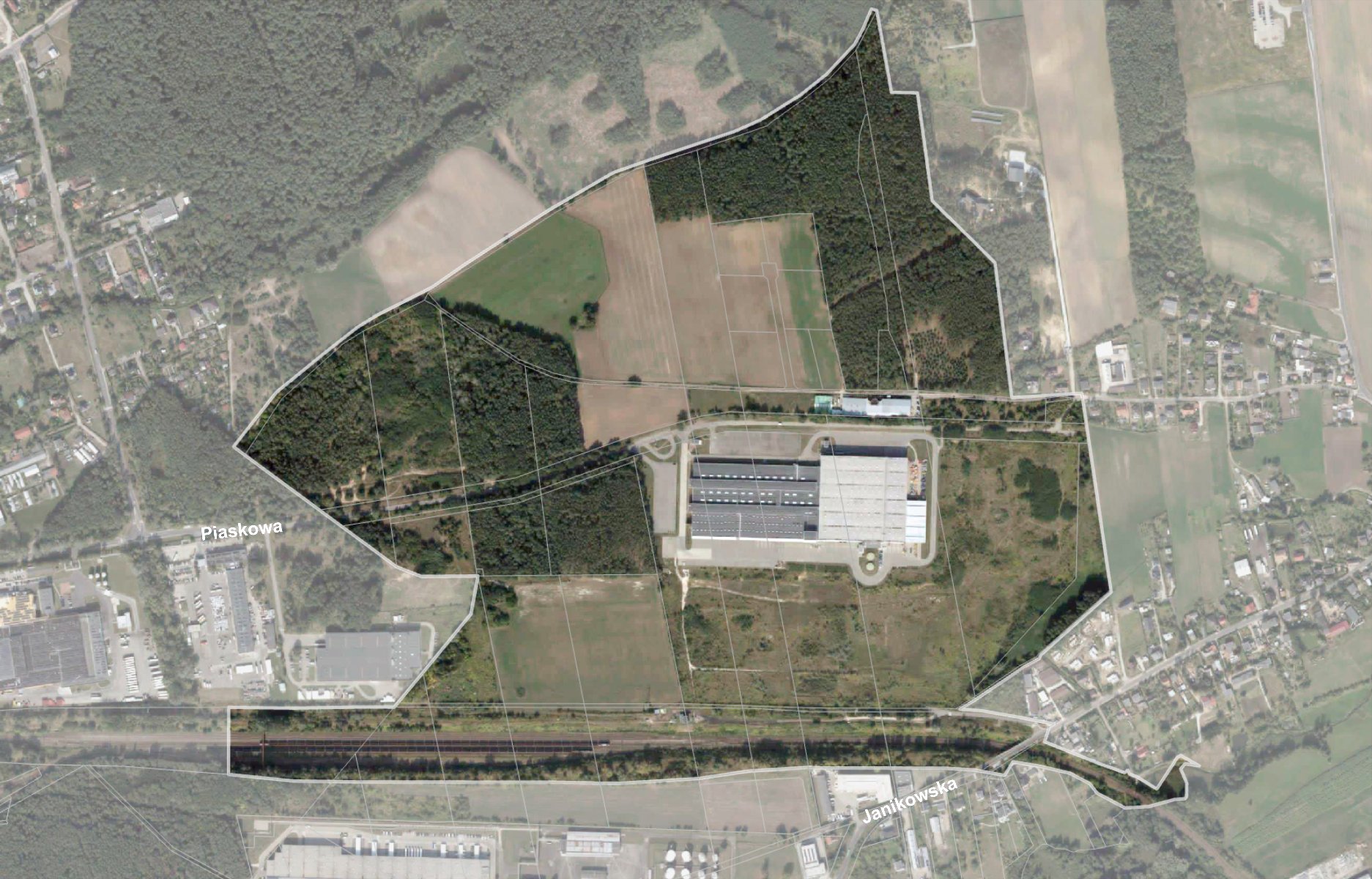 projekt mpzp - II konsultacje społeczne Fragment mapy miasta z zaznaczoną granicą projektu planu.