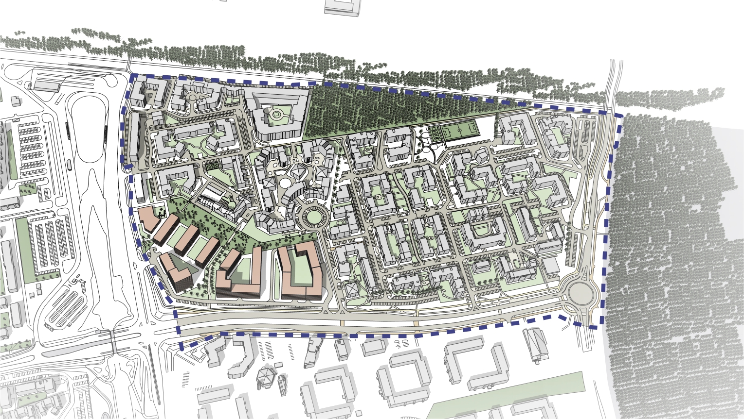 Grafika. Propozycja zagospodarowania terenu wg projektu mpzp.