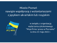 Miasto Poznań nawiąże współpracę z wolontariuszami z językiem ukraińskim lub rosyjskim.