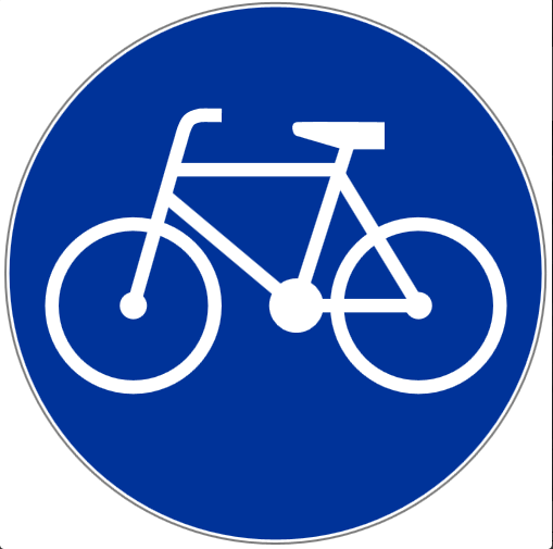 Znak drogowy C-13, czyli biały rower wpisany w niebieskie koło.