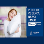 Plakat wydarzenia ze zdjęciem dziewczynki trzymającej poduszkę
