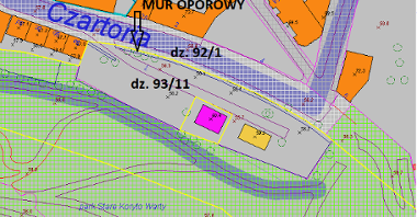 Mapa terenu z murem oporowym przy ul. Czartoria, fot. UMP