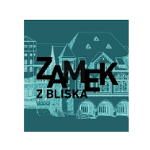 Zarys Zamku i na środku napis: Zamek z bliska.