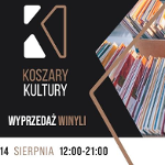 Plakat wydarzenia. Kartony z winylami.