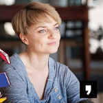 Natalia de Barbaro na zdjęciu.