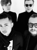 Blank and white photo of concert performers