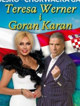 Photo of Teresa Werner and Goran Karan. Polish and Croatian flags as a background.