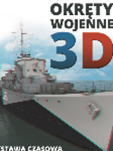 Exhibition poster - photo of a warship at the sea and the title of the exhibition