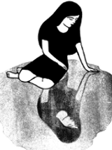 One of the exhibition works in white and black colours.