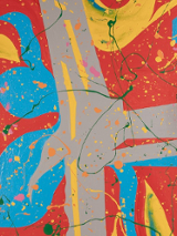 Exhibition poster: colourful shapes.