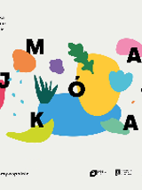 Event poster - colourful spots and letters on the white background