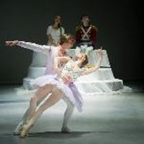 A picture from the performance - a pair of ballet dancers in a dancing pose.