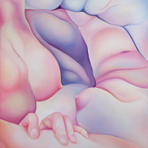 Abstrakcyjne tło, które przedstawia różnokolorowe fale. Przypominają one materiał.