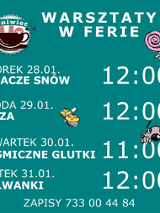 Baner wydarzenia:napisy informujące o wydarzeniu. Między informacjami małe ikony: logo Leniwca- filizanka; dwie małe babeczki, różowy słoń z zakręcona trąbą, głowa mrówki.