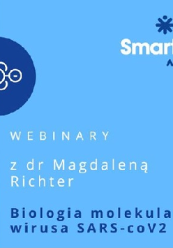 Na błękitnym tle białe i niebieskie napisy.