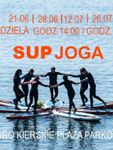 7 osób na 7 deskach trzyma się za ręce tworza krą na jeziorze. Na górze pomarańczowe napisy.