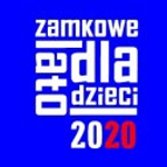 Czerwony lew w białych butach na niebieskim tle. Na górze białe litery.