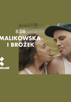 Na banerze znajduje się zdjęcie, powyżej ramion, Marty Malikowskiej i Wojtka Brożka potrzących w swoją stronę i pokazujących sobie języki. Z boku widnieje również data koncertu i nazwa duetu oraz logo i nazwa KontenerArt.