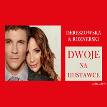 Na banerze zdjęcia duetu grającego w spektaklu.