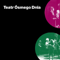 Na czarnym tle zdjęcie z teatru i jego nazwa.