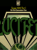 Na czarnym tle zielony napis "Lucifer".