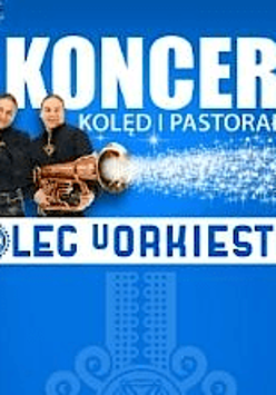 Niebieskie tło i napis z nazwą koncertu i zespołu.