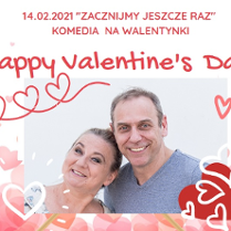 Zdjęcie aktorów ze spektaklu i informacje o jego nazwie, terminie i miejscu.