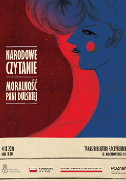 Utrzymany w konwencji czerwono-niebieskiej wizerunek kobiety i nazw wydarzenia.