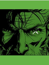 Na zielonym lte czarna twarz mężczyzny.