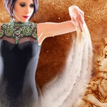 Artystka sypiąca piasek.