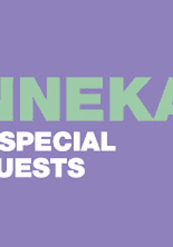 Na wrzosowym tle napis "Nneka + special guests".