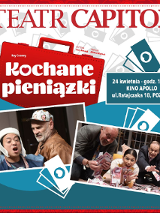 Zdjęcia aktorów występujących w spektaklu i nazwa wydarzenia.