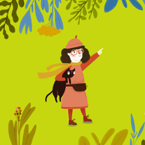 Baner koloru zielonego z informacjami o wydarzeniu i Kopciuszkiem - kolorowym rysunkiem.