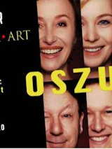 Zdjęcia aktorów występujących w spektaklu i nazwa wydarzenia.