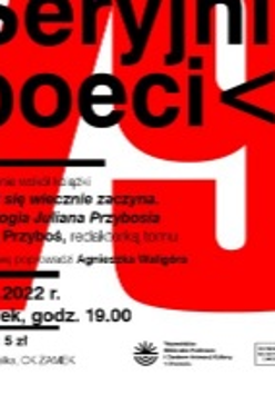 Grafika zapowiadająca kolejne spotkanie w cyklu "Seryjni Poeci".