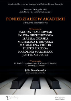 Baner promujący wydarzenie. Nazwa wydarzenia i lista artystów.