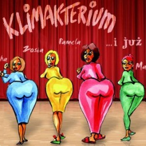 Baner z nazwą wydarzenia i rysunkami czterech kobiet na czerwonym tle.