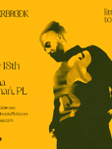 Baner promujący wydarzenie. Nazwa wydarzenia i zdjęcie artysty.